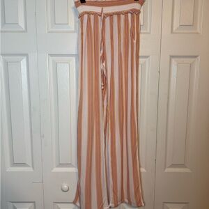 Kingston Grey Women's Orange and White‎ Striped Jumpsuit